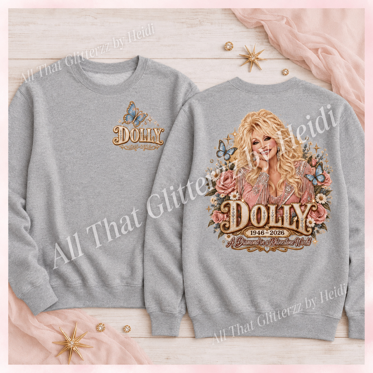 A diamond in a rhinestone world 🦋 crew neck sweat shirt
